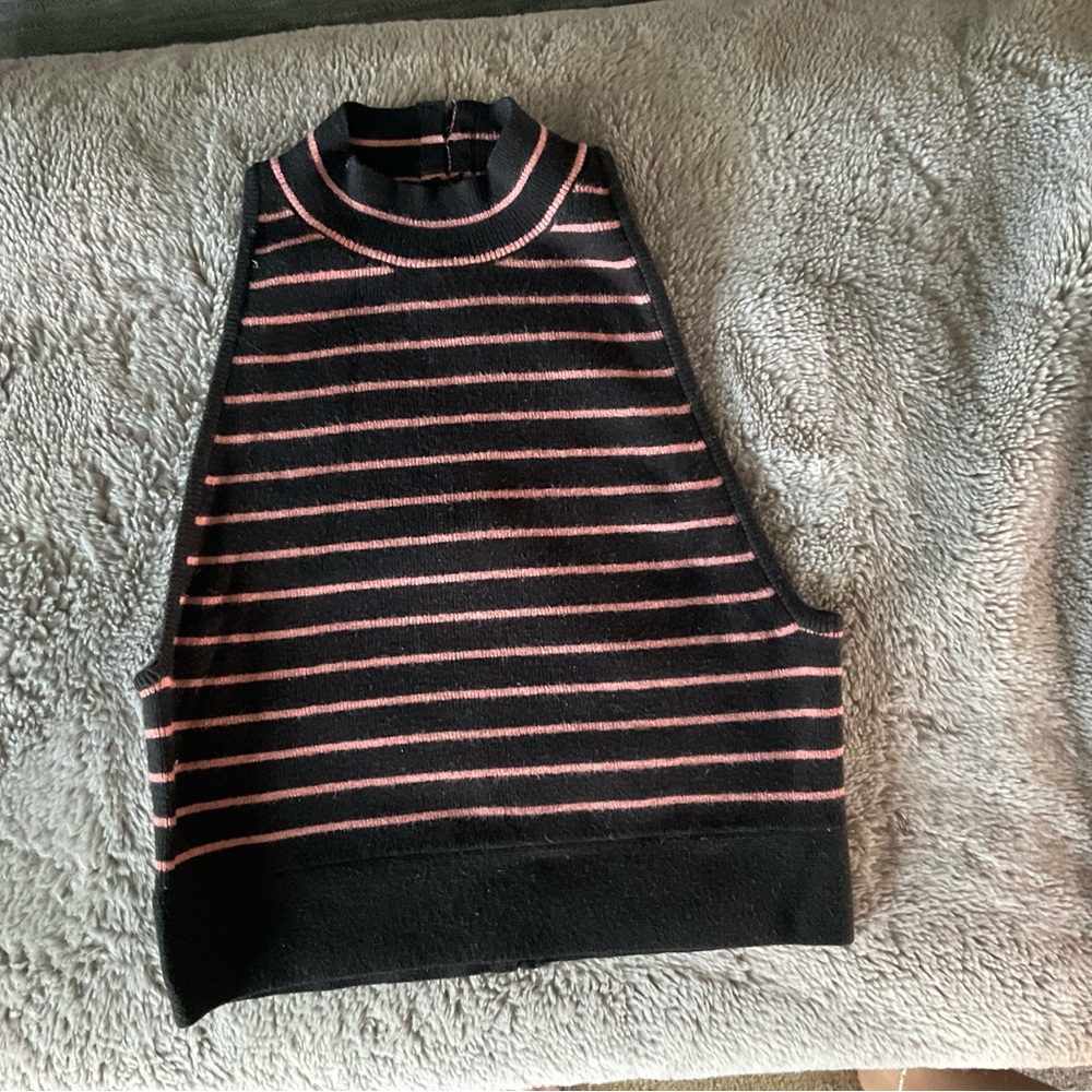 Black and Pink Striped Sleeveless Top